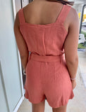 Red Button Down Romper