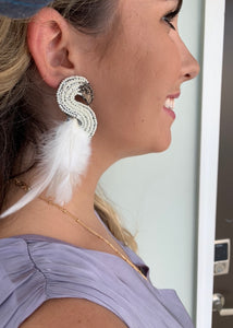 White Swan Seed Bead Earrings