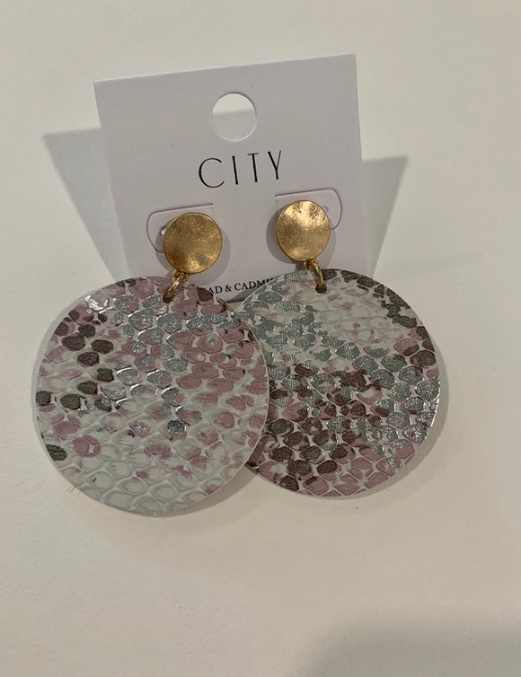 Snake Skin Round Earrings