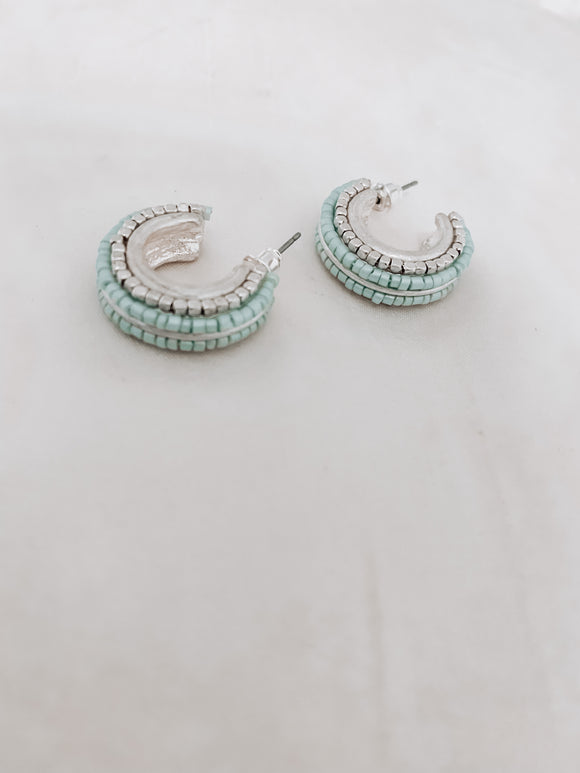 Small Blue Seed Bead Earrings