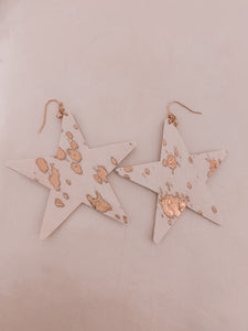 Gold Animal Print Star Earrings