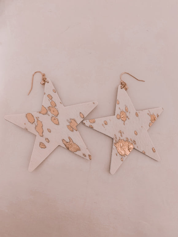 Gold Animal Print Star Earrings