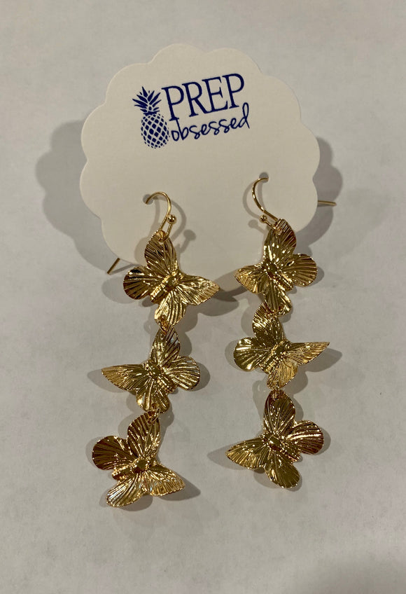 Gold Butterfly Dangling Earrings