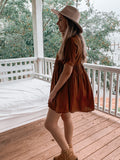 Golden Brown Babydoll Dress