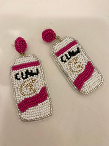 Pink White Claw Earrings