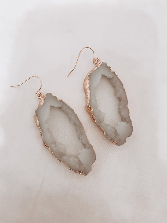 White Geode Earrings